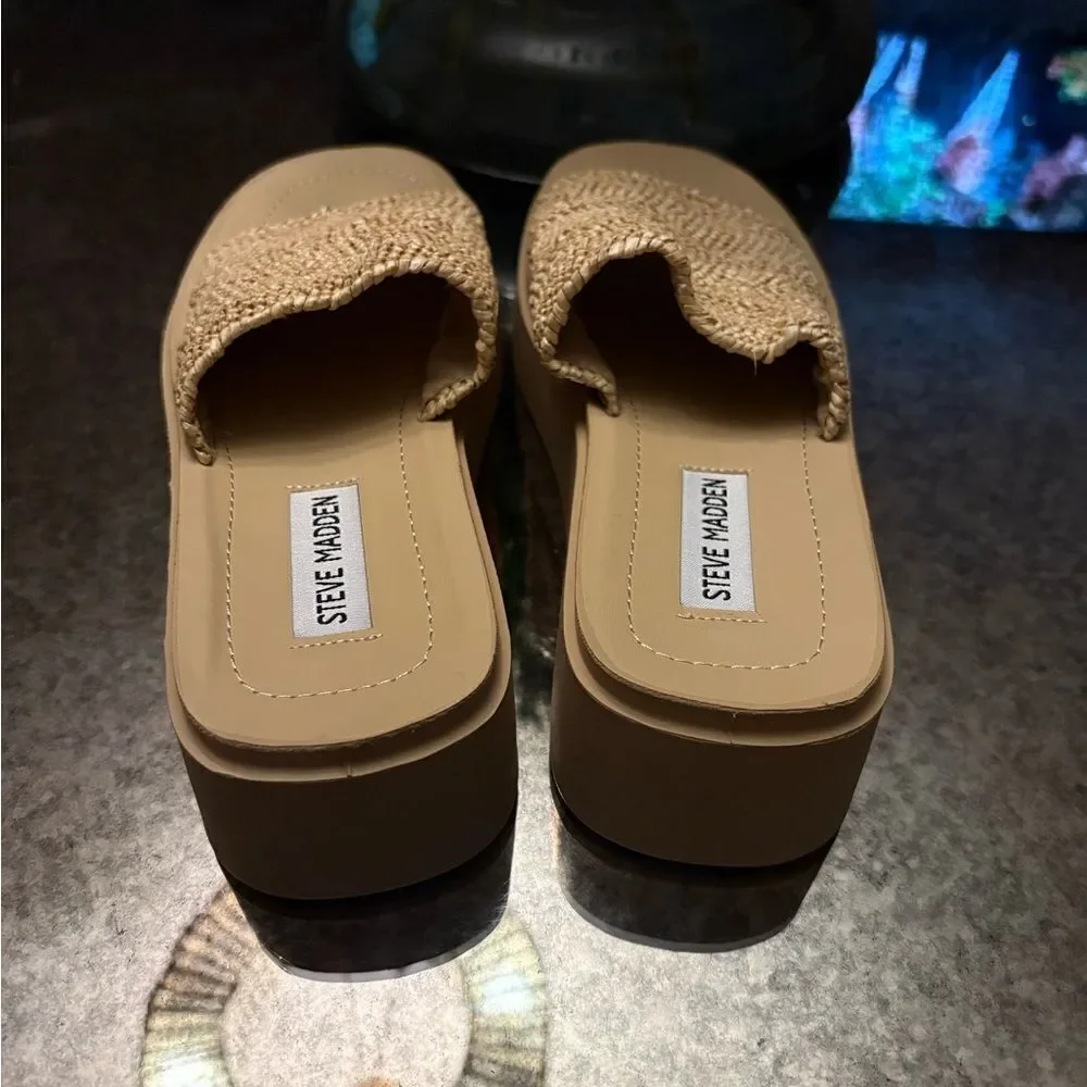 Steve Madden Gimmee Raffia Flatform Sandals